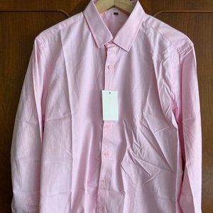 NWT delcarino mens dress shirt long sleeve soft pink color size L